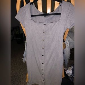 Square collared tight dress with buttons